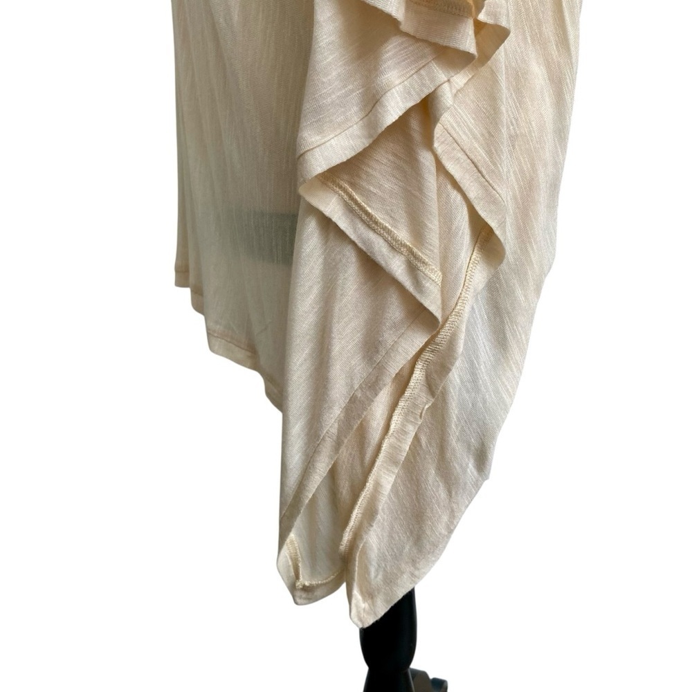 Alberto Makali Beaded Neck Poncho Blouse Ivory Rayon Draped Tunic Top S - Picture 8 of 13